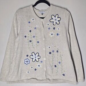 Tog Shop Cottagecore Embroidered Floral Cardigan Sweater XL Boho Grannycore